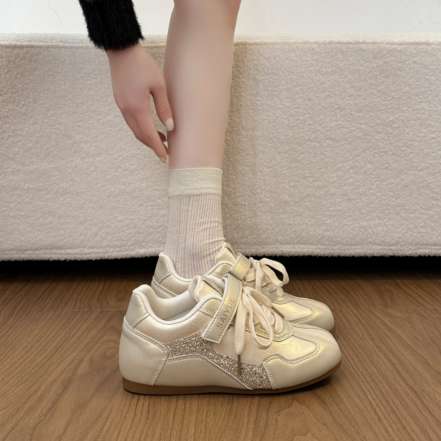 厚底深口单鞋女2025冬季新款休闲内增高百搭德训鞋加绒保暖棉鞋春,女鞋,深口单鞋,淘宝优惠券,粉丝福利购,淘宝优惠卷