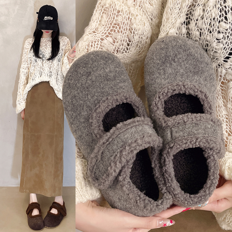 保暖加绒玛丽珍鞋毛毛鞋女2025