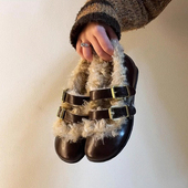 毛毛鞋 羊羔毛保暖棉鞋 浅口玛丽珍鞋 法式 女2025冬季 新款 外穿单鞋 子