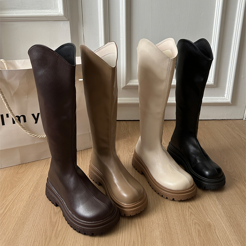靴子女长筒靴2025秋冬新款黑色
