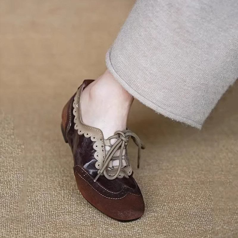 英伦风复古软底深口单鞋女2026春季新款磨砂皮圆头系带舒适低跟鞋,女鞋,深口单鞋,淘宝优惠券,粉丝福利购,淘宝优惠卷