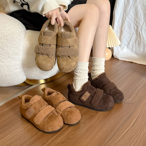 复古豆豆勃肯鞋加绒雪地靴女2025