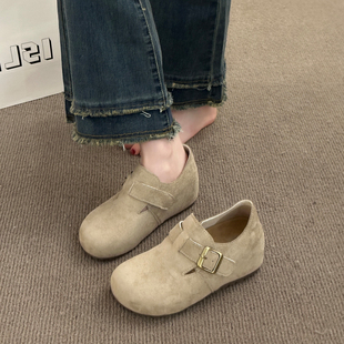 休闲乐福鞋 7cm小个子内增高全包勃肯鞋 女一脚蹬搭扣厚底圆头单鞋