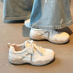 女2026春季 舒适学院风休闲运动鞋 新款 阿甘鞋 厚底百搭小白鞋 德训鞋