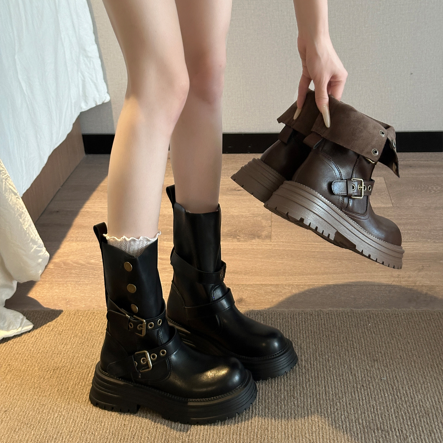 复古马丁靴女2025秋冬新款英伦风