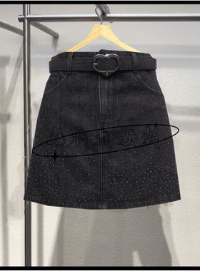 VELA TMOD牛仔短裤女2024夏新款休闲百搭高腰烫钻裙裤324343006