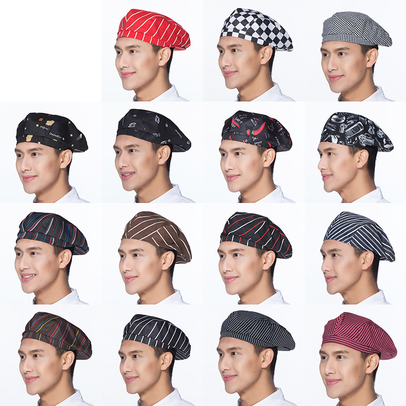 服务员贝雷帽条纹厨师前进帽厨师帽子男 布帽贝雷帽定制帽女透气|ruв категории Аксессуары, шляпа - от Buy2taobao.com для оказания профессиональной услуги покупки агента Taobao