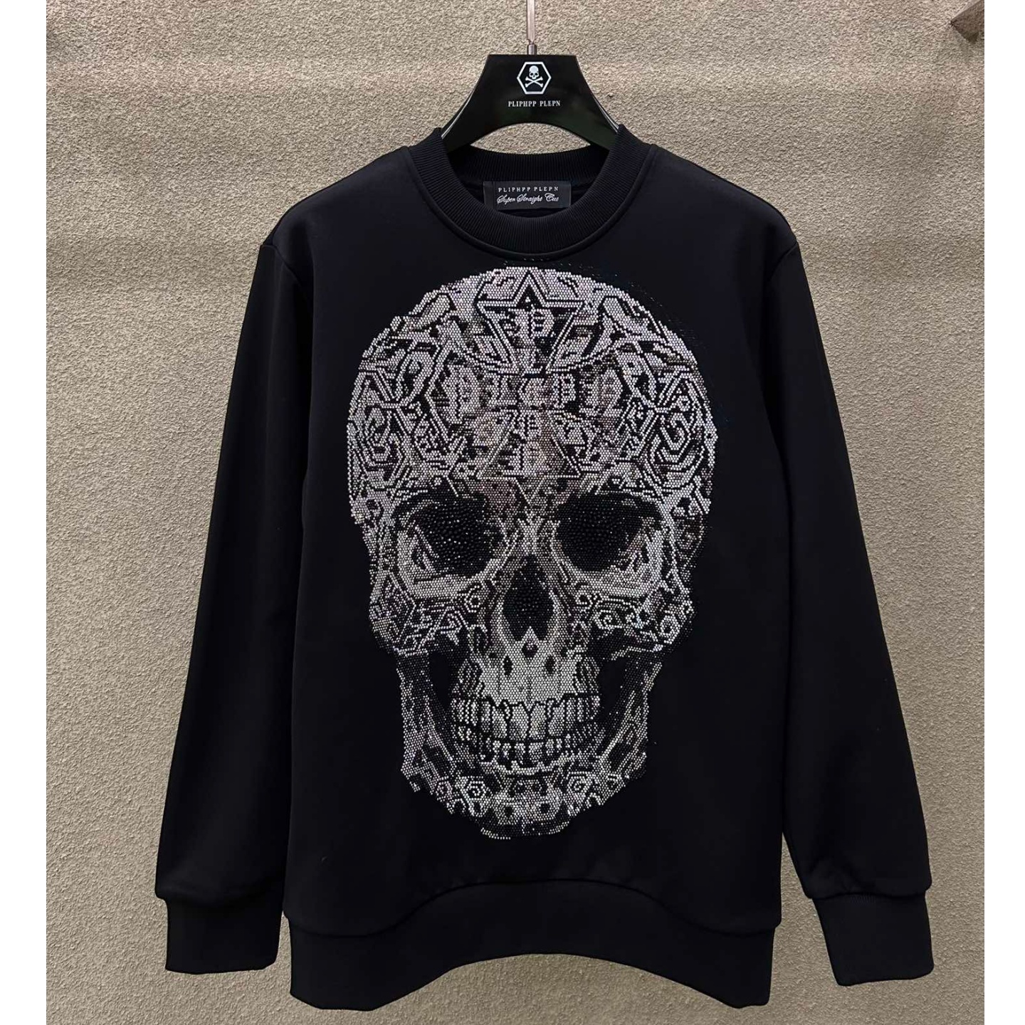 美式潮牌秋冬新款男士PP轻奢重工骷髅头烫钻高级时尚潮流圆领卫衣