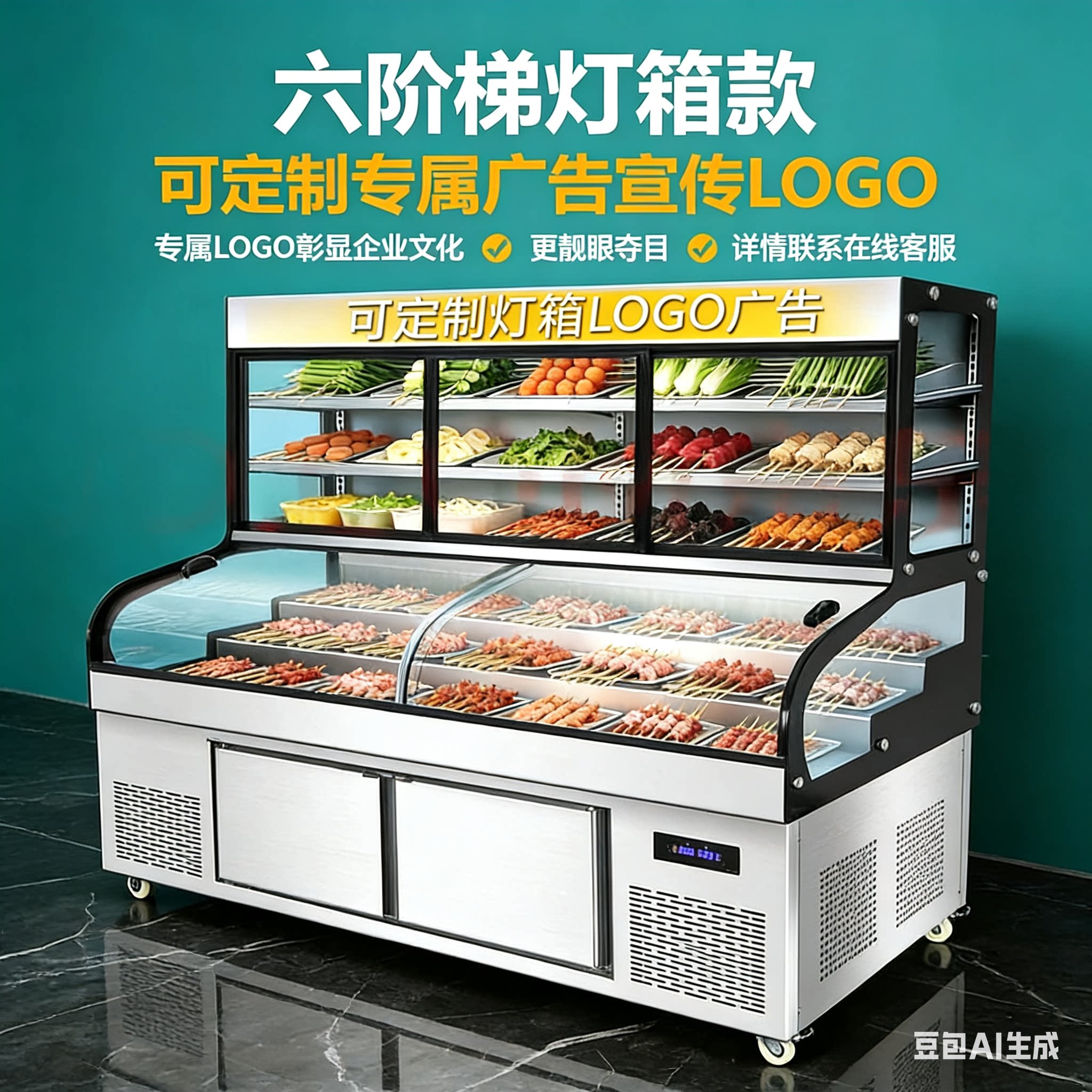鼎盛三温五六阶梯展示柜冰台商用熟食凉菜点菜柜冷藏海鲜烧烤冰箱