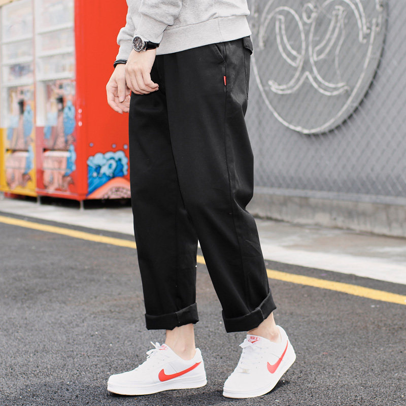 HE潮牌余文乐休闲裤秋冬哈伦裤男士简约百搭直筒布裤男青少年长裤|ruв категории Мужская одежда, брюки - от Buy2taobao.com для оказания профессиональной услуги покупки агента Taobao