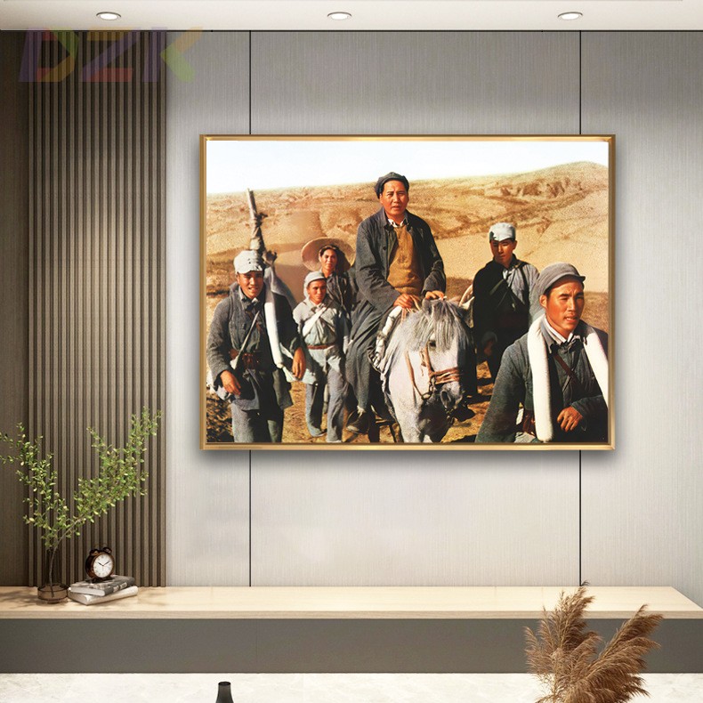 毛主席像画像在转战陕北途中墙画客厅玄关壁挂画中堂铝合金装饰.1