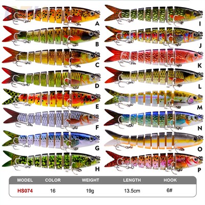 新款路亚多段鱼饵19g路亚塑料鱼饵多节鱼硬饵HS074血槽钩鱼饵高g7