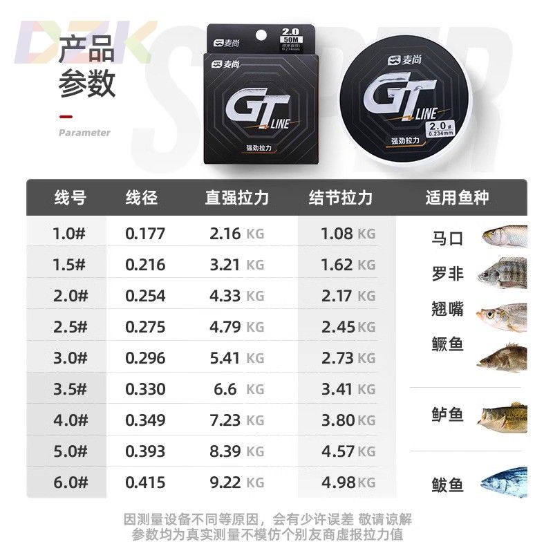 汉鼎GT路亚前导线碳素鱼线专用进口透明碳线鲈鱼g6
