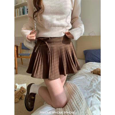 PPHOME自制~翘边百褶短裙 精致千金设计毛呢a字秋冬芭蕾半身裙女