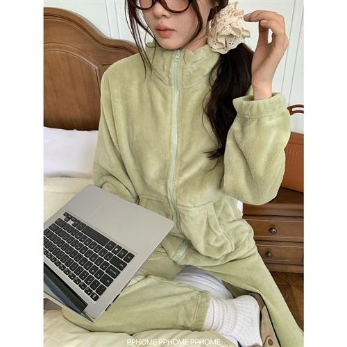 PPHOME自制~居家小暖炉 冬季保暖懒人外穿套装居家服加绒上衣裤子