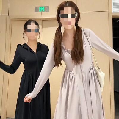 2024新款夏季大码胖mm过膝长款收腰冰丝防晒衣外套连帽全身防晒裙