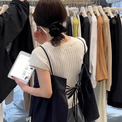 low flat 正版韩系氛围感后背绑带设计娃娃装吊带背心