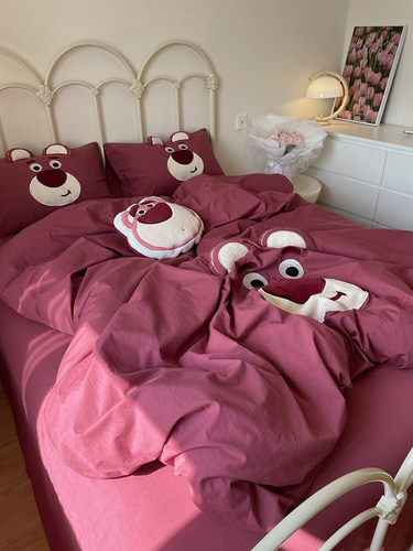 卡通三件套纯棉草莓熊