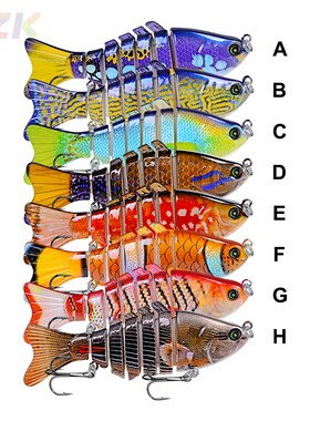 OEM定制多节鱼 10cm 15.61g仿生7节路亚饵塑料硬饵渔具w6