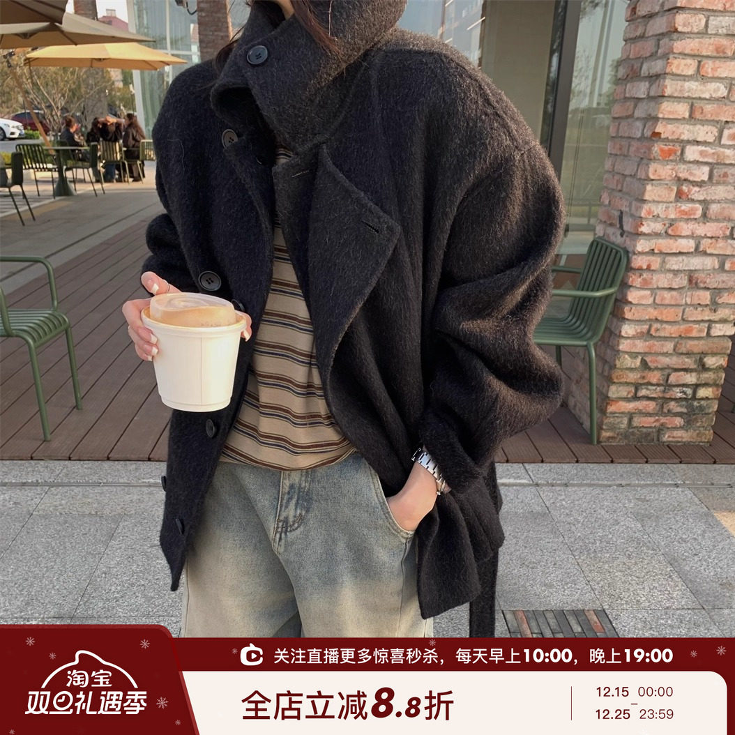 lem*ire同款浣熊绒两色大衣外套