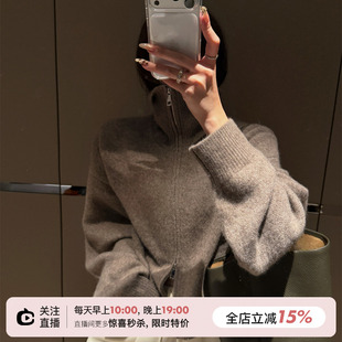 SHINE 秋冬新品 高级感 温暖细腻 牦牛绒立领双拉链三色针织毛衣