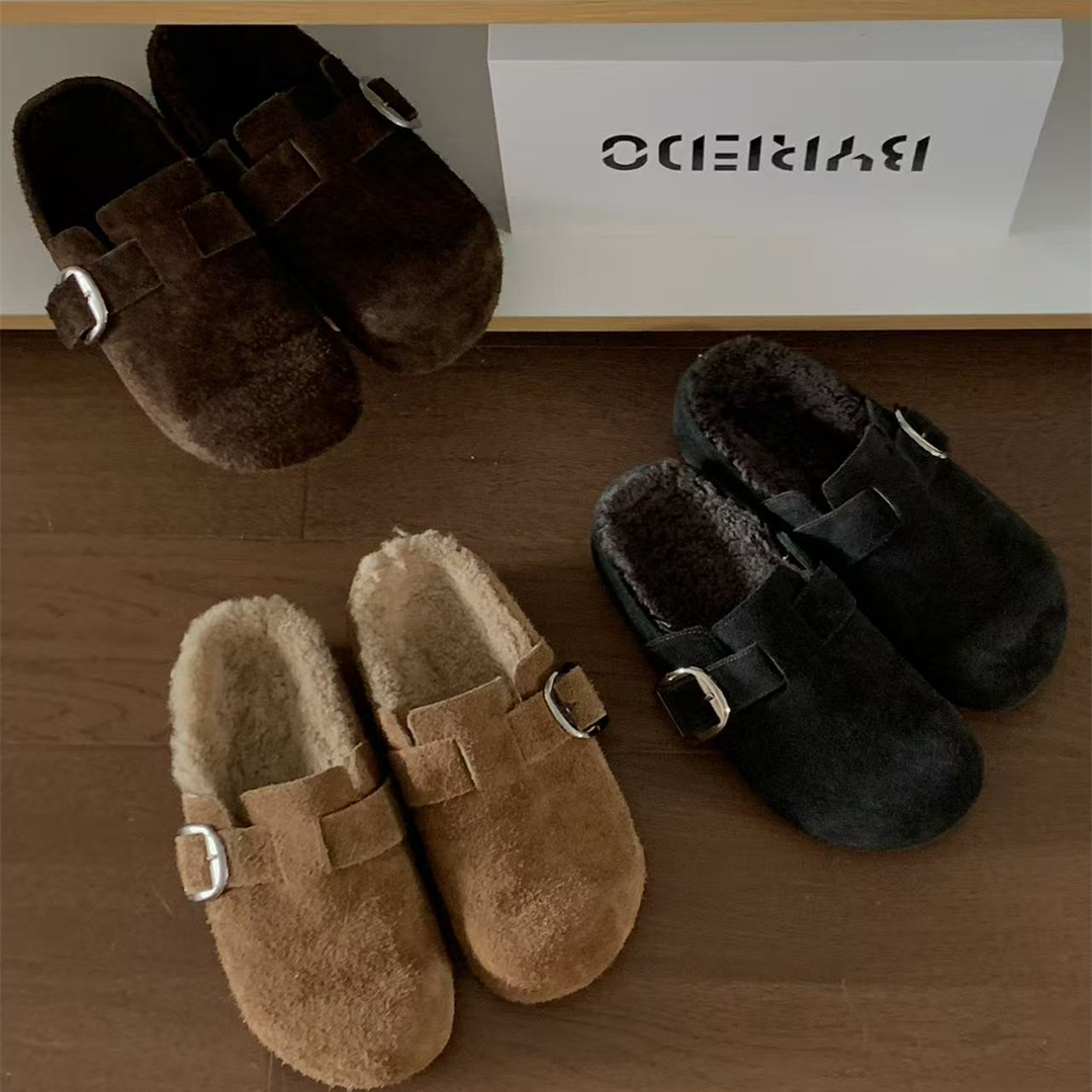 真皮牛皮反绒一脚蹬包头勃肯鞋