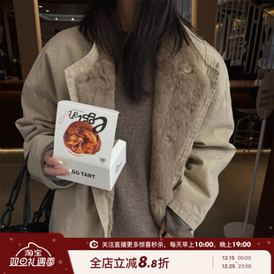 保暖抗风派克外套 不飞毛兔皮毛一体廓形两面穿 SHINE 不可机洗