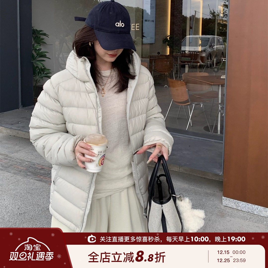 保暖连帽排骨两色羽绒服外套