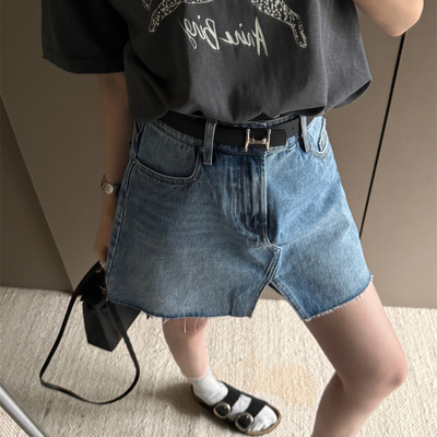 经典A字开叉牛仔半身裙裙裤