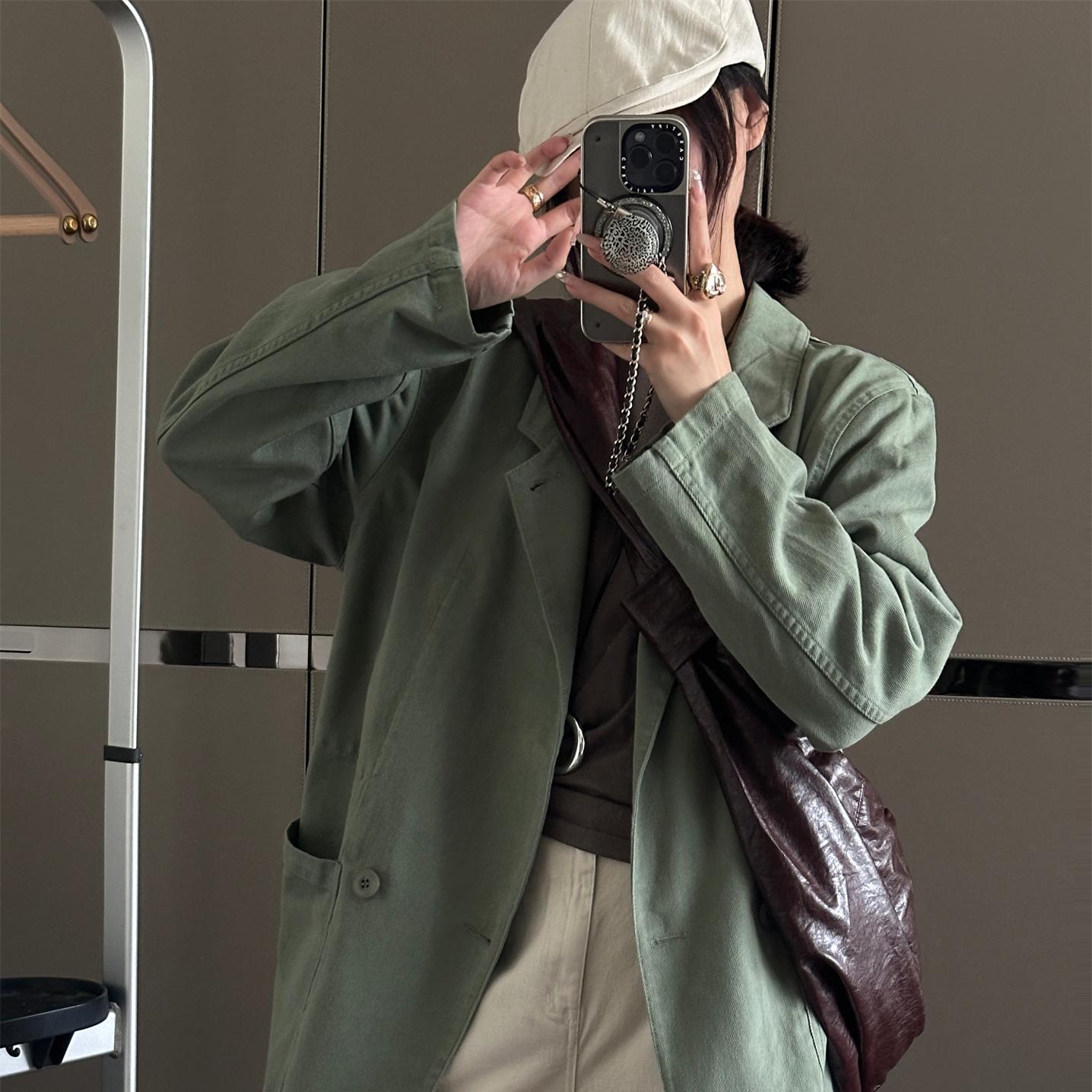 宽松休闲纯棉同款两色西装外套