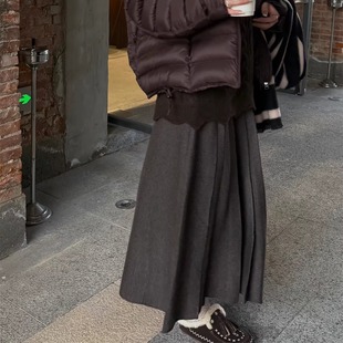 SHINE48小时退换 巨显瘦遮胯 羊毛百褶 高克重三色针织半身裙长裙