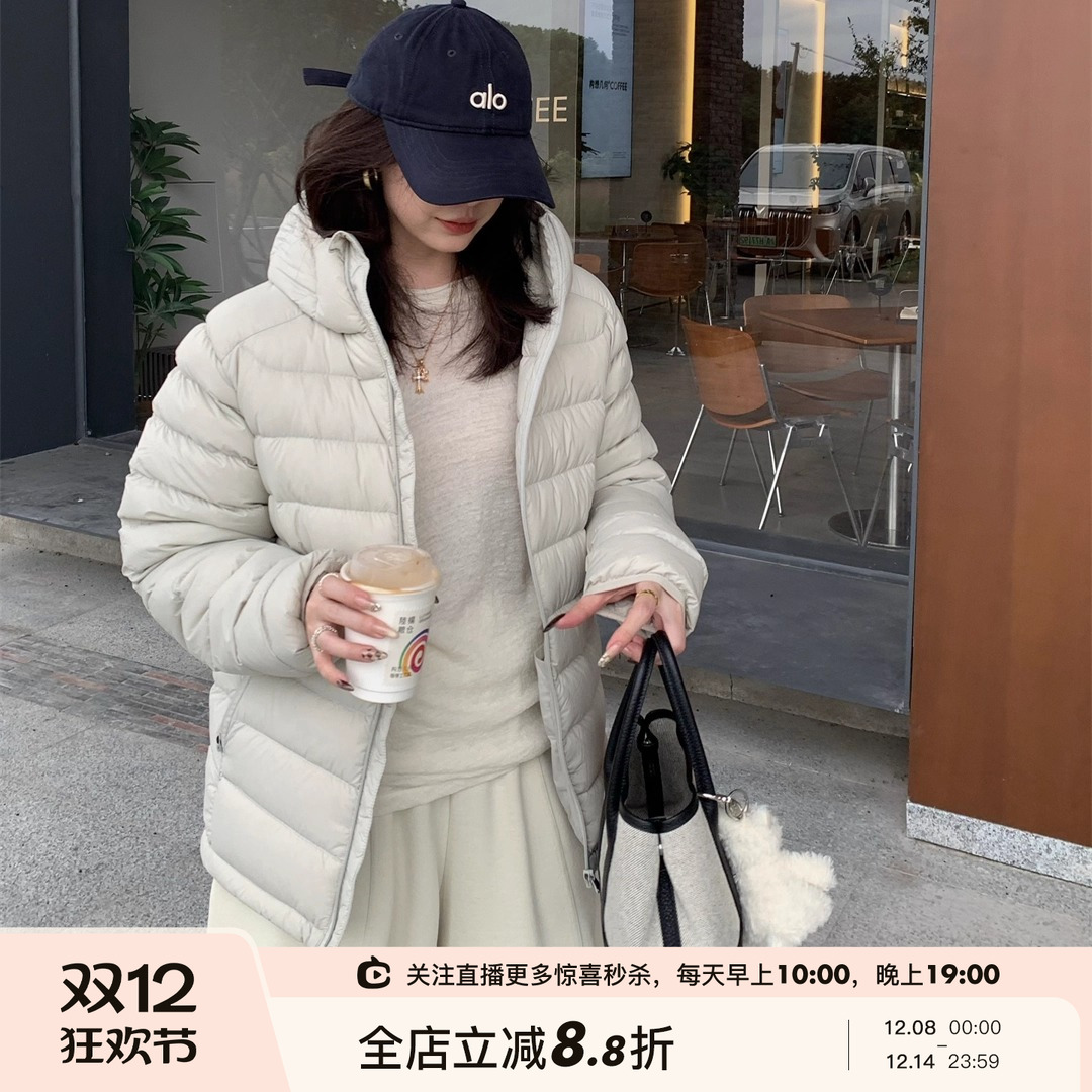 保暖连帽排骨两色羽绒服外套