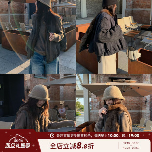 进口水貂领 两面穿 兔毛皮毛一体两色老钱风派克马甲 自留 SHINE