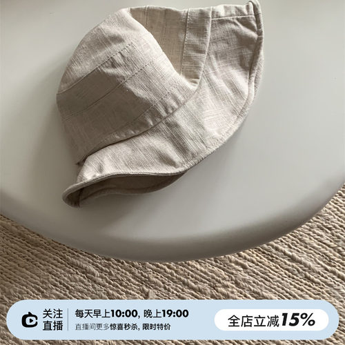 素颜百搭棉麻平顶渔夫帽盆帽