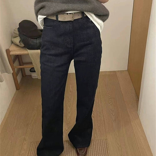 高腰修身腿精微喇气质铅笔牛仔裤