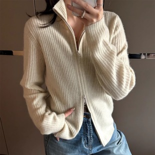 SHINE48小时退换 不可机洗！ 高品质 牦牛绒 双拉链四色针织毛衣