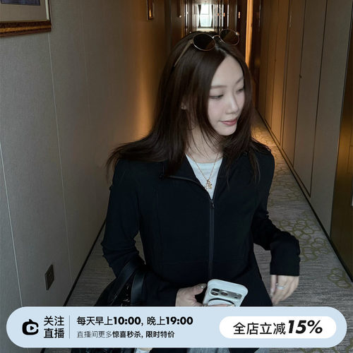 立领连帽两色瑜伽外套