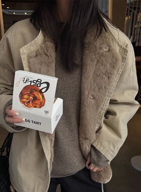 SHINE 48小时退换 重磅款 兔皮毛一体廓形两面穿保暖抗风派克外套