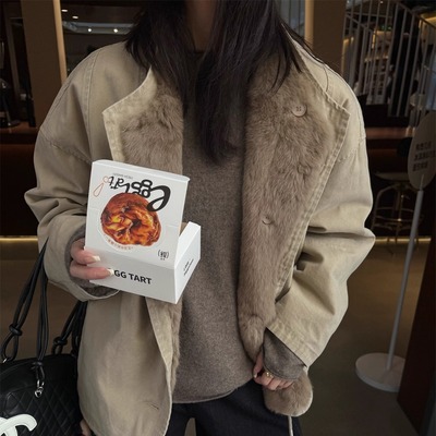 保暖抗风兔毛两色派克外套