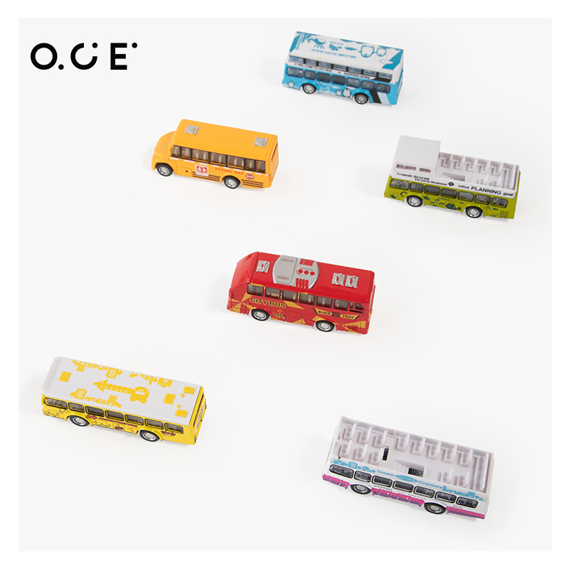 OCE家品合金回力巴士套装儿童玩具套装模型宝宝耐摔小汽车男孩