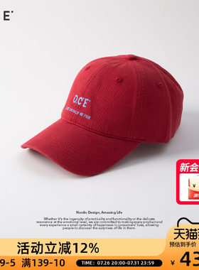 OCE多巴胺棒球帽大头围帽子大脸显脸小宽帽檐鸭舌帽热销圣诞红色