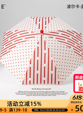 OCE波尔卡-直柄伞2026新年款红色波点雨伞女晴雨两用高颜值