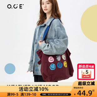 OCE单肩包女2025新款托特包包手提包女学生通勤大容量帆布包袋