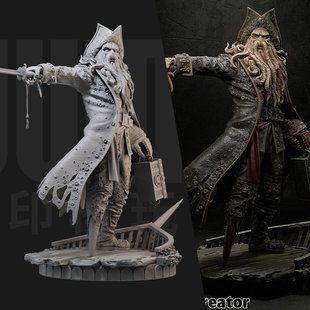 1/24 戴维琼斯 加勒比海盗 18比例GK白模手办3D打印兵人模型 4925