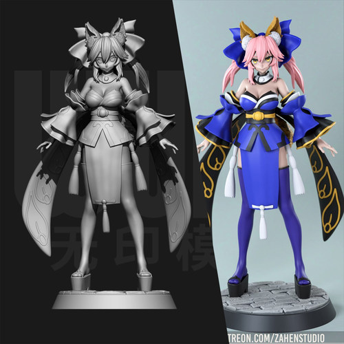 Fate 玉藻前 游戏 1/24GK 白模 手办 18比例树脂 3D打印模型 7756