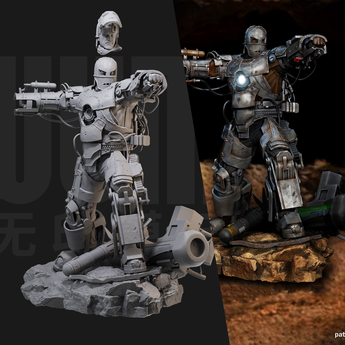 1/24 钢铁侠MK1 超级英雄 18比例GK白模手办3D打印兵人模型 6191