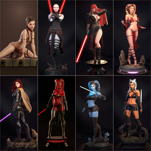 【星球大战】阿索卡 艾拉 塔隆 玛拉 莱娅1/24GK白模手办模型5778