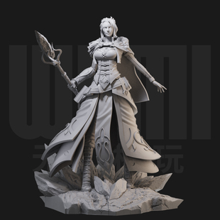 魔兽世界 吉安娜 1/24白模GK手办 18比例兵人3D打印模型 1861