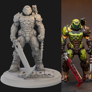 毁灭战士Doom未来战士 1/24GK白模 1比12手办 3D打印树脂模型 27