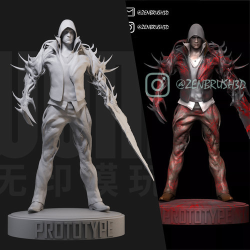 1/24亚历克斯A哥 虐杀原形 18比例GK白模手办 3D打印兵人模型2688
